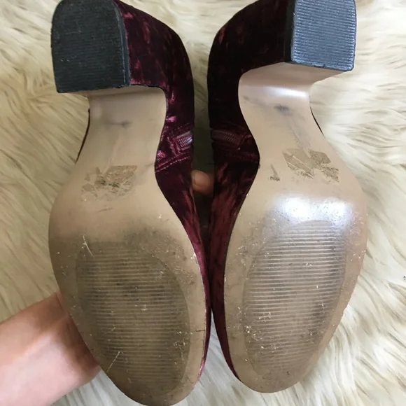 Free People Velvet Ankle Boots in Burgundy - Picture 7 of 8